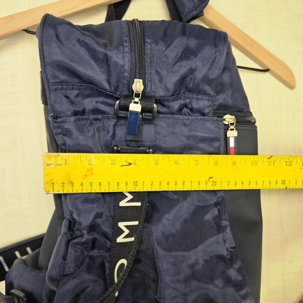 VTG Tommy Hilfiger Duffle Bag Blue Carry On Large Logo Strap Travel Weekender XL